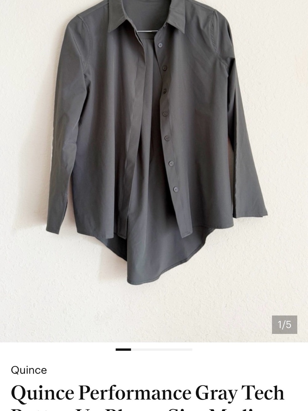 Quince Men's Dark Gray Long-Sleeve Button Shirt